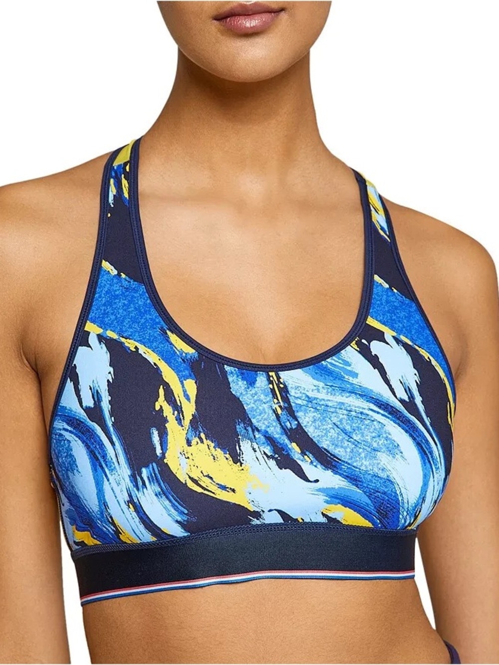 Fourlaps Blue Yellow Swirl Circuit Sports Bra